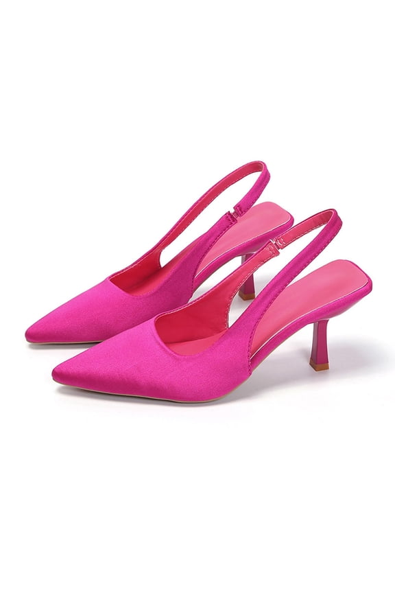 Stiletto Heels for Women Bow Slingback Pointed Closed Toe Pumps Mid Heel Adjustable Ankle Strap Party Wedding Office Pumps Elegant Dress Shoes