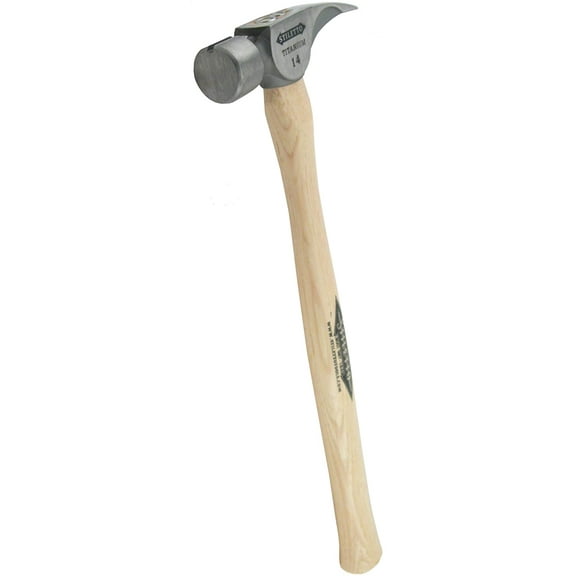 Milwaukee TI14SS 14 oz Titanium Smooth Face Hammer with 18 in. Straight Hickory Handle