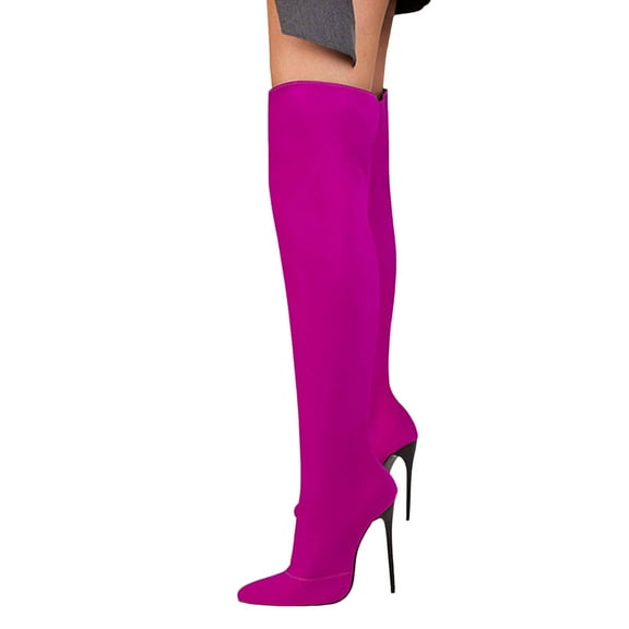 Stiletto Thigh High Boots for Women Ladies Sexy Fashion Suede Pointed Toe High Heels over The Knee Dress Boots