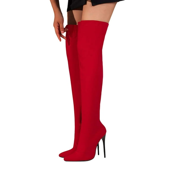 Stiletto Thigh High Boots for Women Ladies Sexy Fashion Suede Pointed Toe High Heels over The Knee Dress Boots
