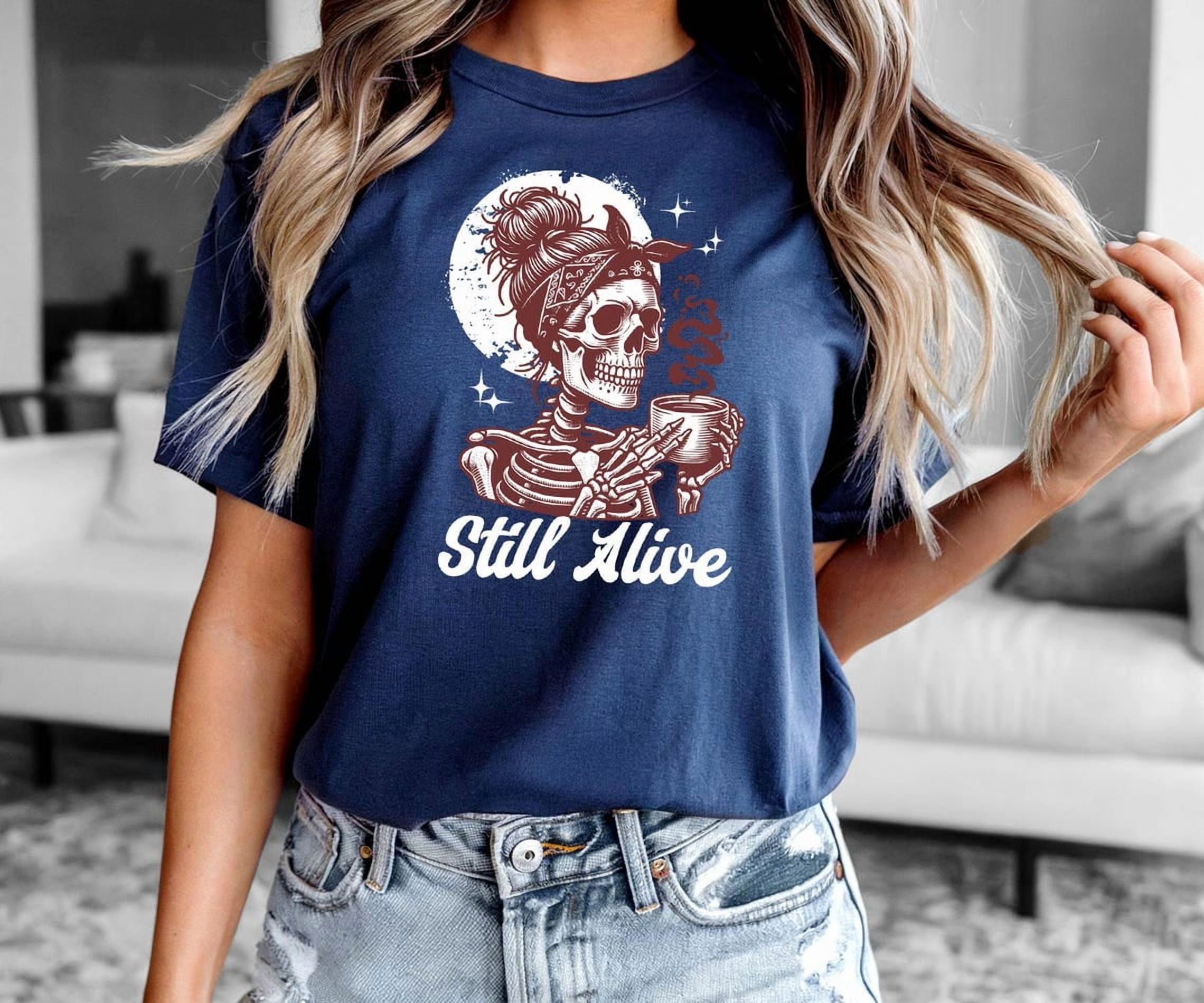Still Alive Coffee Skull Statement T-Shirt - Walmart.com