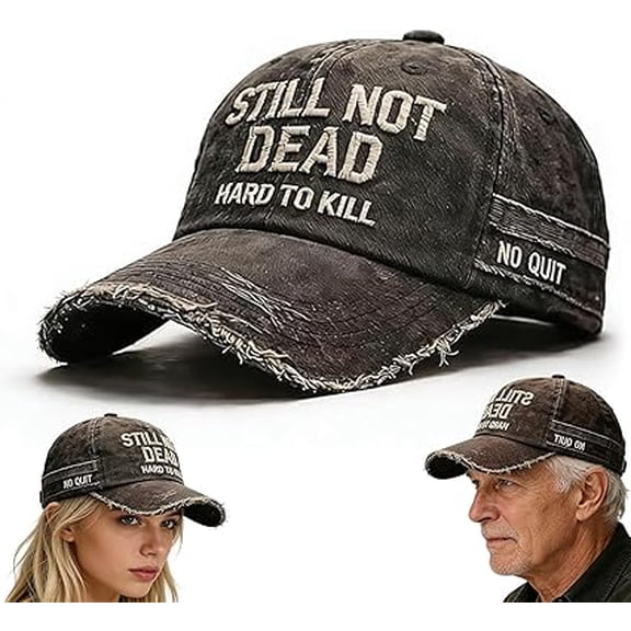 Still Not Dead Baseball Cap Funny Humorous Retro Trucker Hat, Embroidered Saying Adjustable Snapback for Men Women, Vintage Style Dad Hat for Outdoor, Party, Daily Wear(RL Black 1 PC)