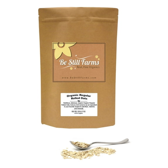 Be Still Farms Organic Regular Rolled Oats, 5 lbs (Old Fashioned Oats / Whole Rolled Oats) USDA Certified Organic - Naturally Gluten Free Oatmeal - Vegan Oats - Low Carb - Unsweetened Oatmeal