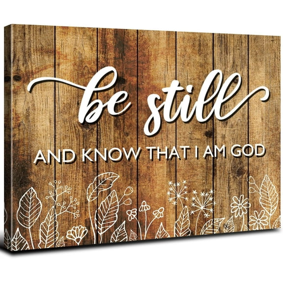 Be Still Know That I am God Brown Christian Wall Art Canvas Picture Rustic Farmhouse Bible Verses Wall Decor Living Room Religious Inspirational Quotes Artwork Bedroom Office Home Decorations 12x16"