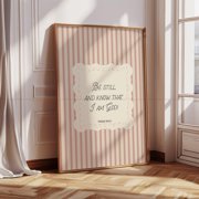 Be Still and Know that I am God Psalm 4610 Pink Christian Wall Art for Bedroom Vintage Bible Verse Wall Art Girls Room Prayer Corner Decor Unframed Paper Print