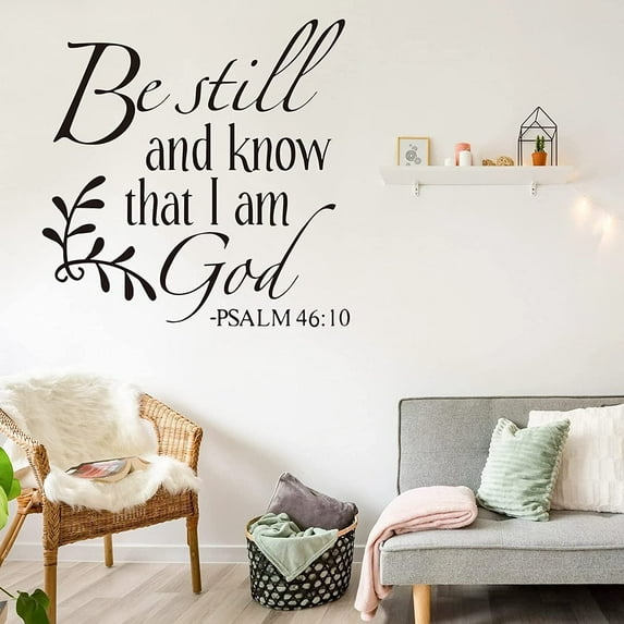 Be Still and Know That I Am God – Psalm 46:10 Wall Decal | Inspirational Bible Verse Vinyl Quote Sticker for Home Decor