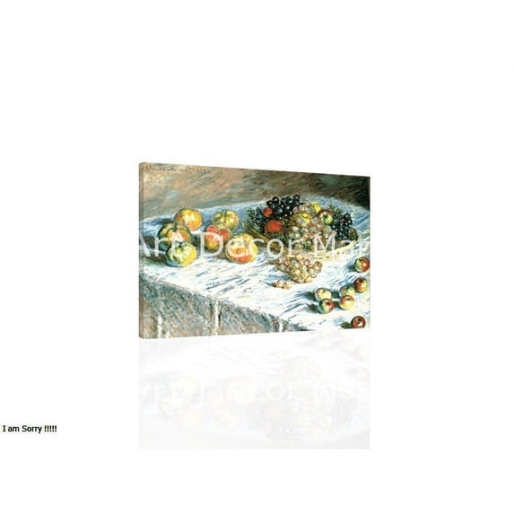 Still Life Apples And Grapes 1-Monet - CANVAS OR FINE PRINT WALL ART