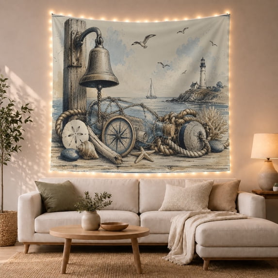 Still Life with Arrangement Weathered Wooden, Adventurous Vintage for Nautical Decor Lovers, Wall Decor, Valentine'S Day Gift, Tapestry Wall Hanging for Dorm and Living Room