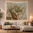 thumbnail image 1 of Still Life Arrangement With Wildflowers Woven Basket, Mystical Fantasy for Space Lovers, Aesthetic Wall Decor, Valentine's Day Gift, Tapestry Wall Hanging for Dorm and Living Room, 1 of 7