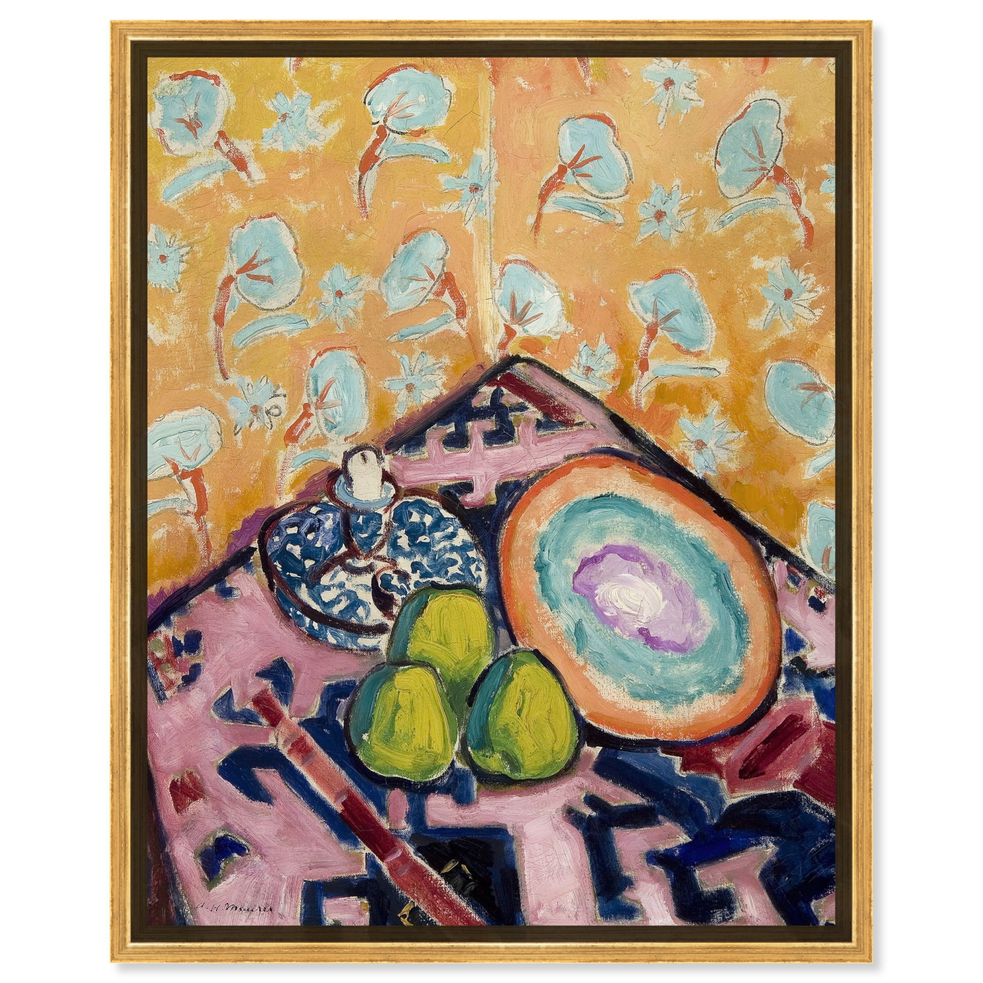 Vintage Farmhouse Still Life Canvas Art with Gold Frame, 30" x 36"