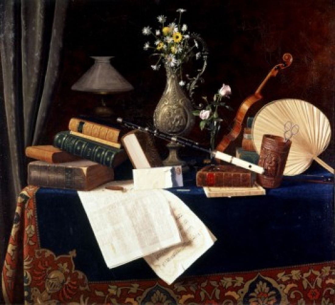 Still Life--Ease 1887 William Michael Harnett (18481892American) Amon Carter Museum Fort Worth Texas Canvas Art - William Michael Harnett (18 x 24)