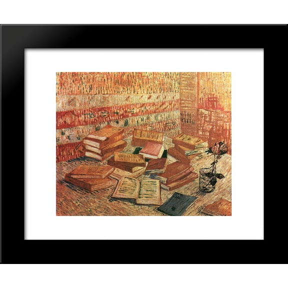 Still Life - French Novels and Rose 20x24 Framed Art Print by Vincent van Gogh