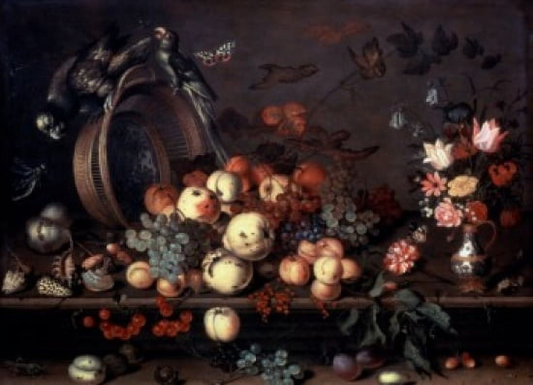 Still Life with Fruit Flowers & Parrots 1620 Balthasar van der Ast (1593-1654 Dutch) Oil on canvas State Hermitage Museum St Petersburg Russia Canvas Art - Balthasar van der Ast (18 x 24)