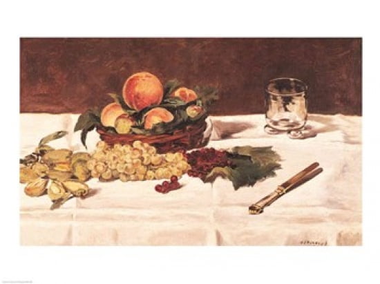 Still Life Fruit on a Table 1864 Canvas Art - Edouard Manet (24 x 18)
