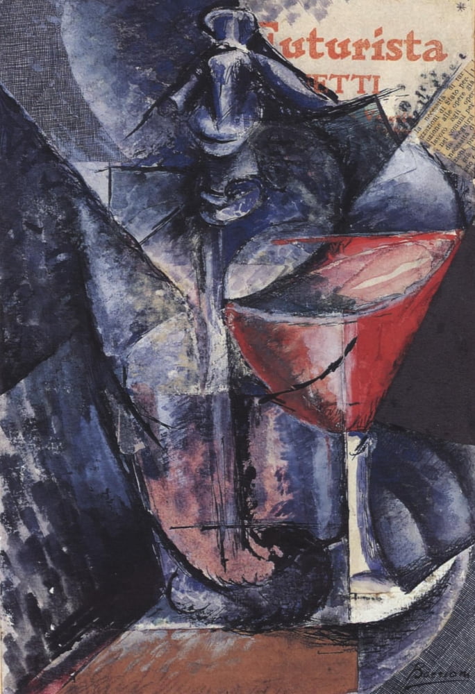 Still Life Glass & Siphon 1912 Canvas Art - Umberto Boccioni (24 x 36)