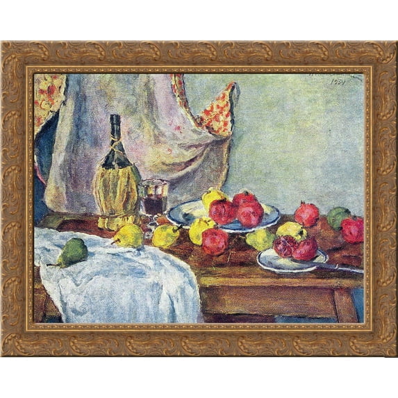 Still Life. Grenades. 24x20 Gold Ornate Wood Framed Canvas Art by Pyotr Konchalovsky