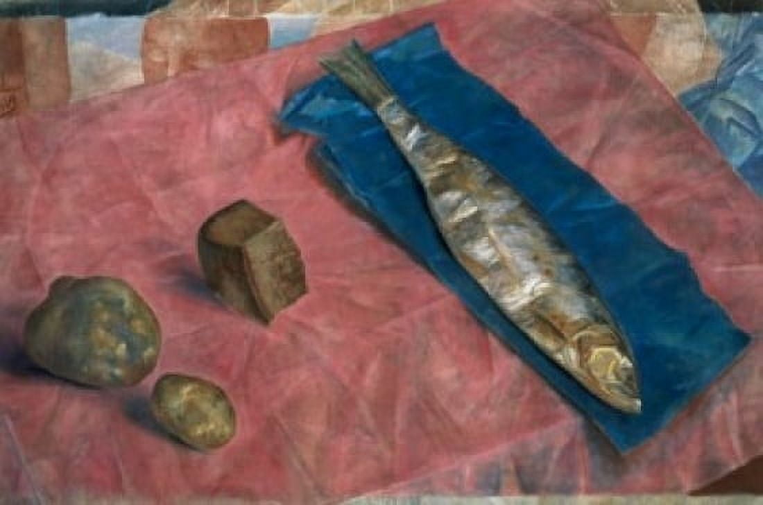Still Life with a Herring  1918  Kuzma Petrov-Vodkin (1878-1939 Russian)  Russian State Museum St Petersburg Canvas Art - Kuzma Petrov-Vodkin (24 x 36)