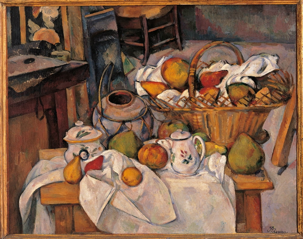 Still Life In The Basket Or The Kitchen Table Canvas Art - (36 x 24)