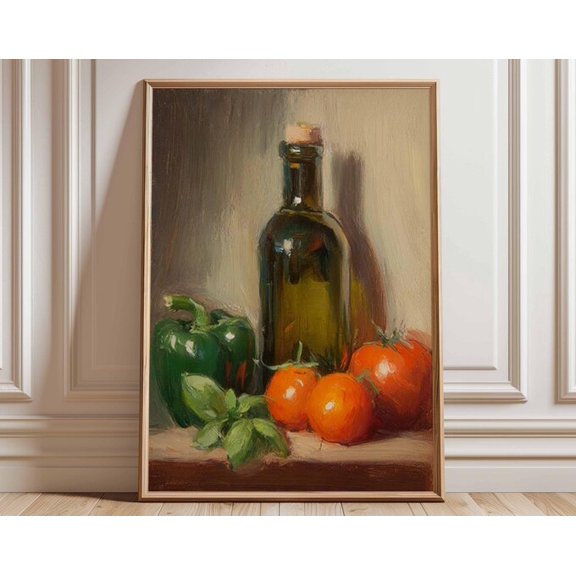 Still Life Kitchen Rustic Vegetable Wall Art Print, Unframed Paper Poster 24x36in