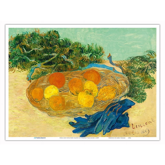 Still Life of Oranges and Lemons with Blue Gloves - From an Original Color Painting by Vincent Van Gogh c.1889 - Master Art Print (Unframed) 9in x 12in