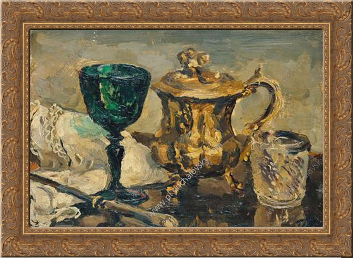 Still Life. The green glass. 24x20 Gold Ornate Wood Framed Canvas Art ...