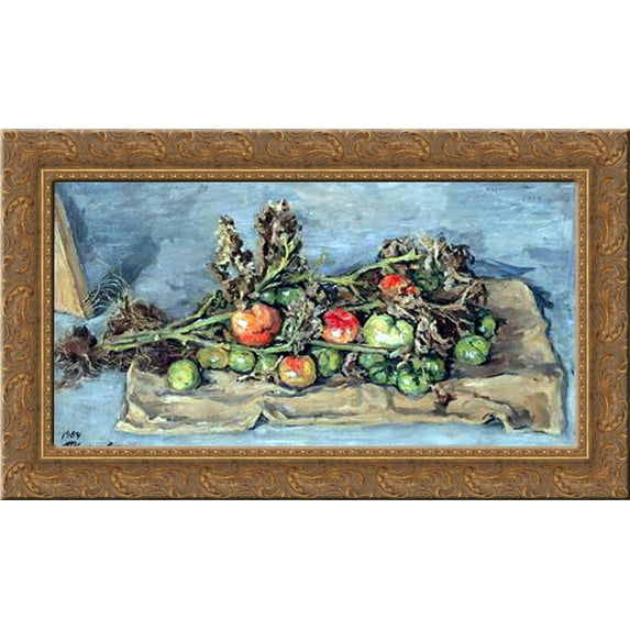 Still Life. Tomatoes on the bag. 24x16 Gold Ornate Wood Framed Canvas Art by Pyotr Konchalovsky