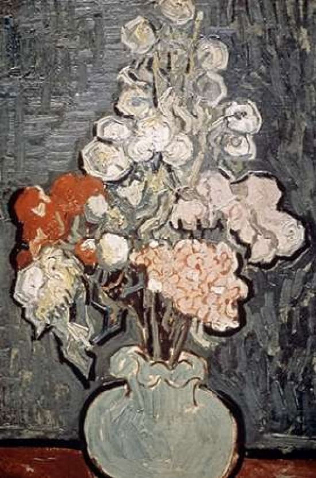 Still Life Vase With Rose-Mallows Canvas Art - Vincent Van Gogh (12 x 18)