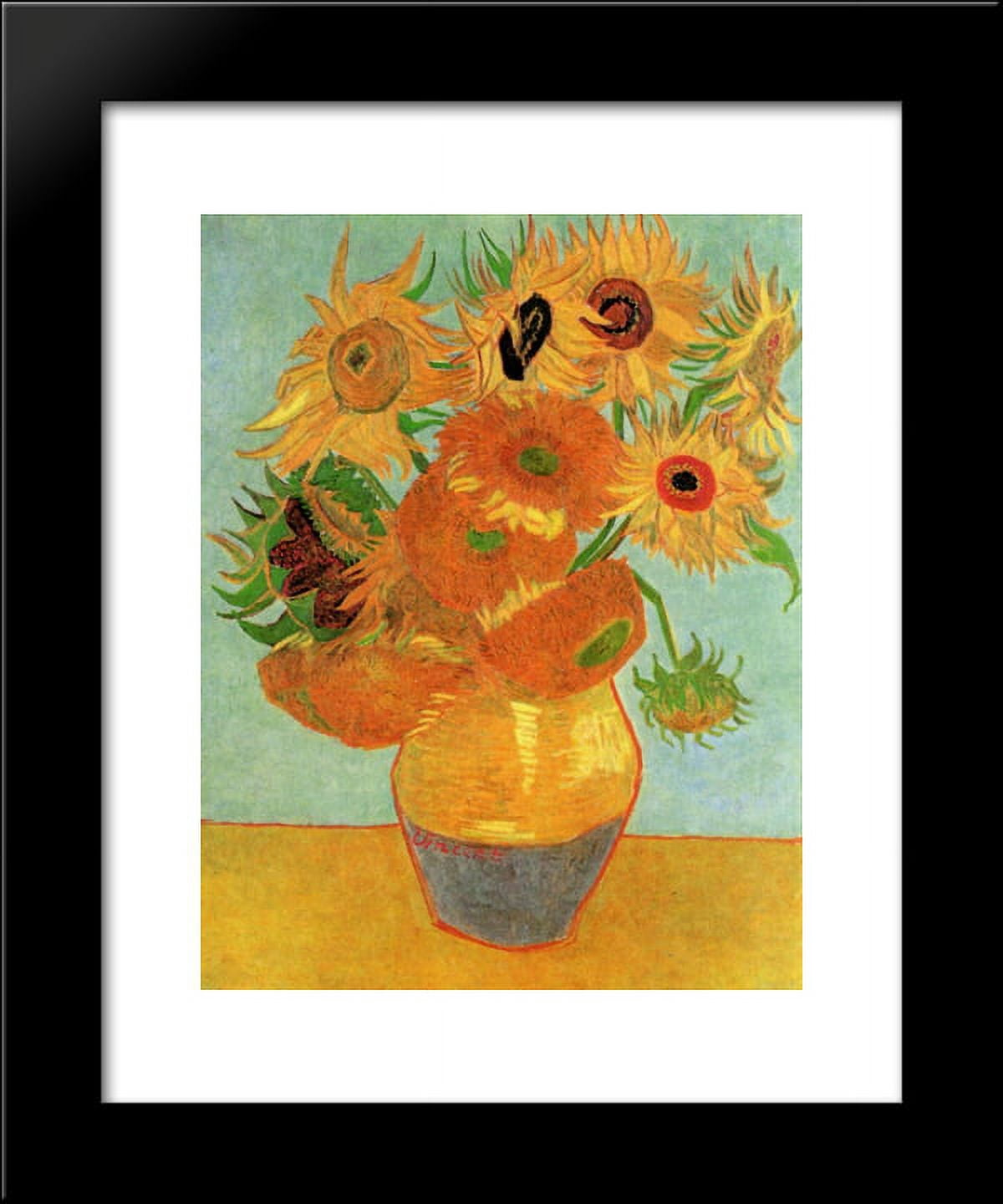 Still Life Vase with Twelve Sunflowers 20x24 Framed Art Print by ...