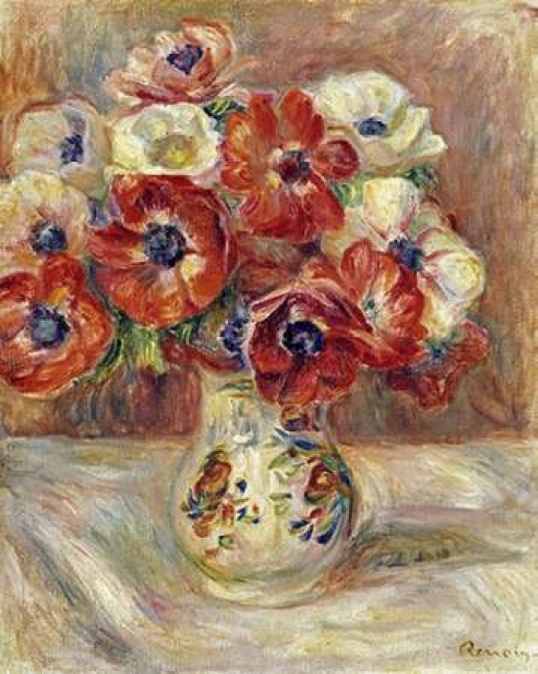 Still Life With Anemones Canvas Art - Pierre-Auguste Renoir (24 x 30)