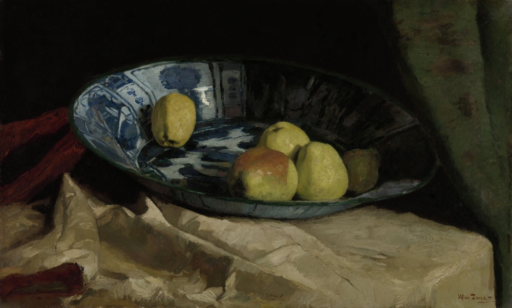 Still Life With Apples In A Delft Blue Bowl Canvas Art - (24 x 18)