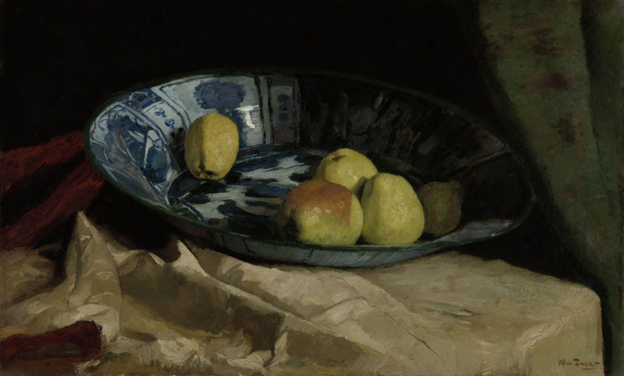 Still Life With Apples In A Delft Blue Bowl Canvas Art - (36 x 24)