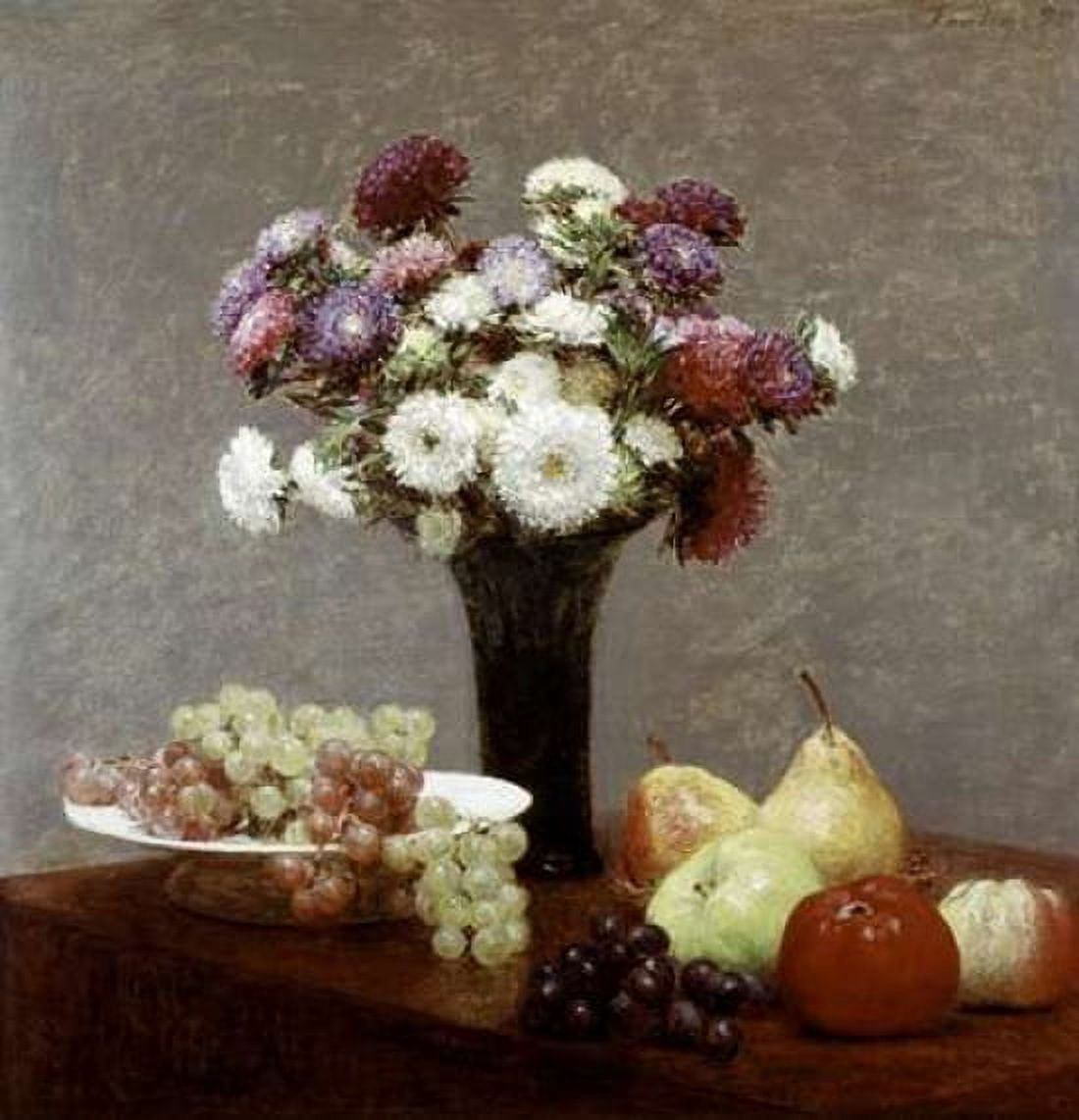Still Life With Dahlias and Fruit Canvas Art - Henri Fantin-Latour (24 x 24)