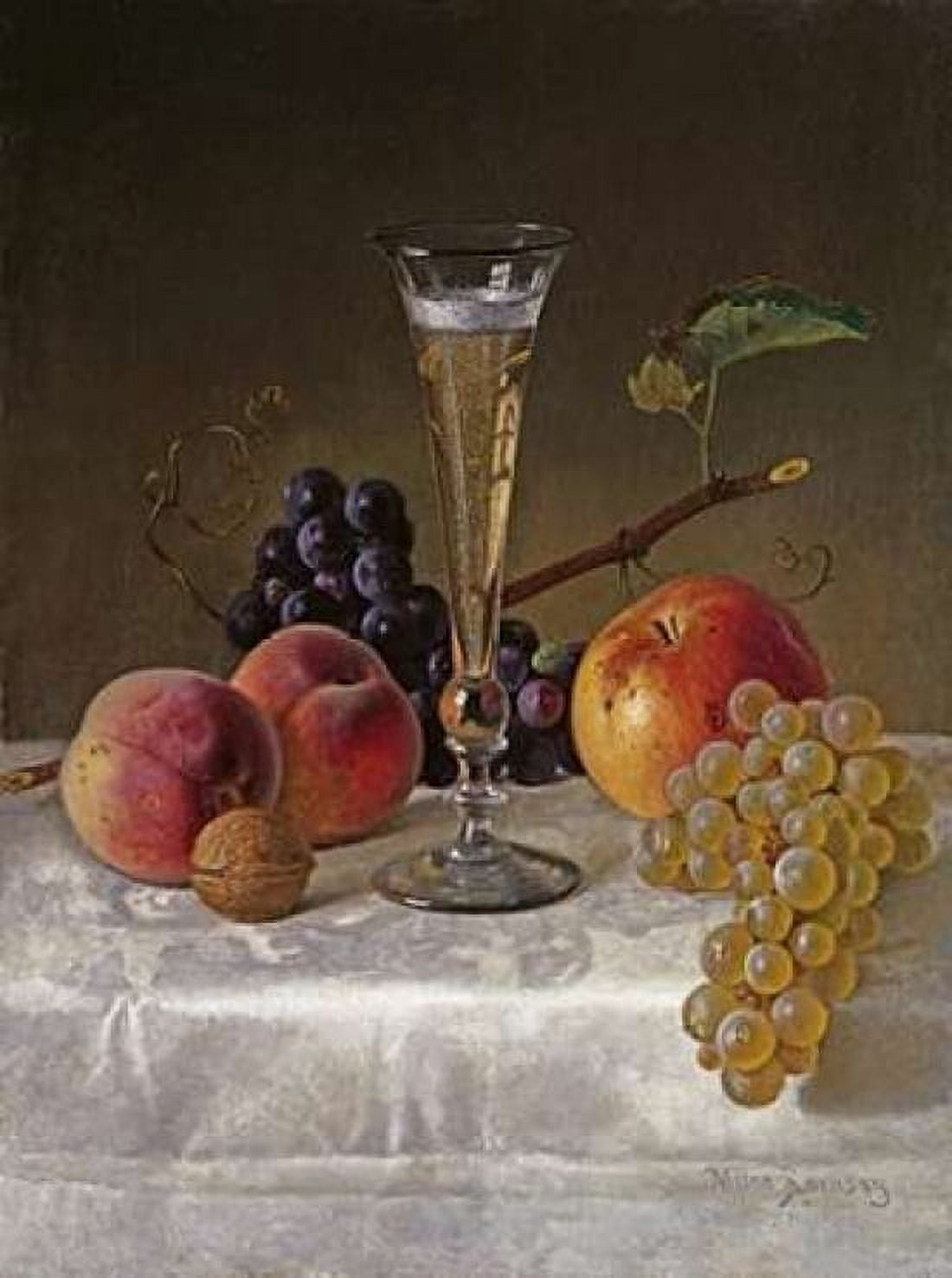 Still Life With Glass of Champagne Canvas Art - Milne Ramsay (18 x 24)