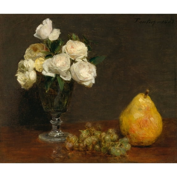 Still Life With Roses And Fruit Fine Art (24 x 18)