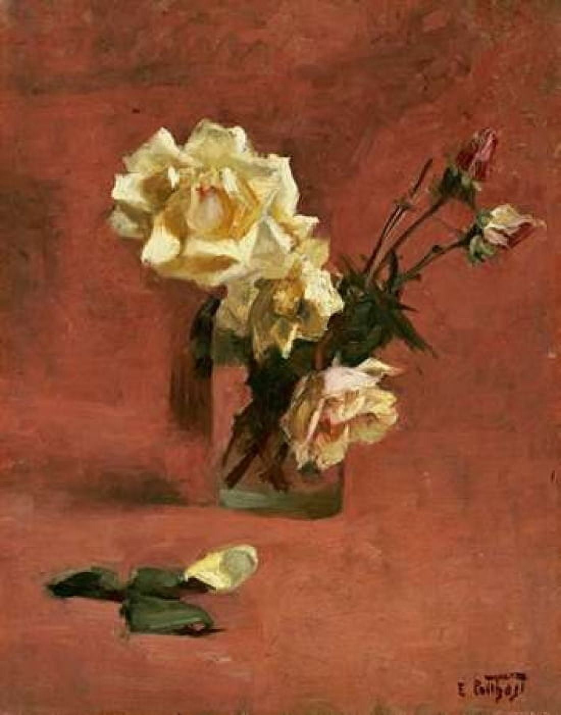 Still Life With Roses In a Glass Canvas Art - Edward Henry Potthast (24 x 30)