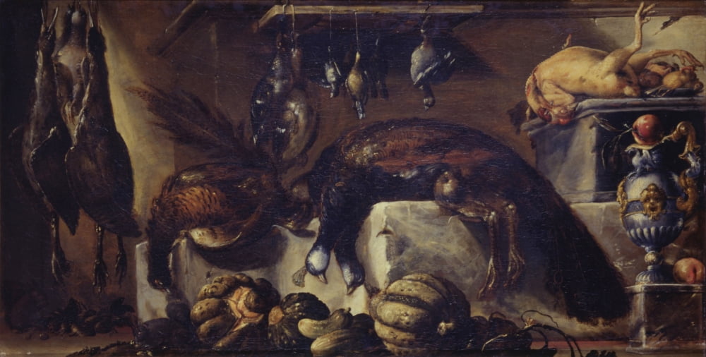 Still Life With With Dead Peacock Canvas Art - (24 x 18)