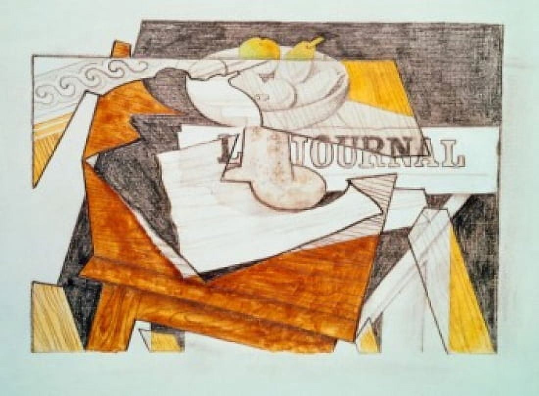 Still Life With a Newspaper and a Wooden Table 1918 Juan Gris (1887-1927 Spanish) Canvas Art - Juan Gris (18 x 24)
