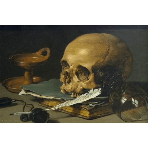 Still Life With a Skull and a Writing Quill Mini Poster 18" x 12"