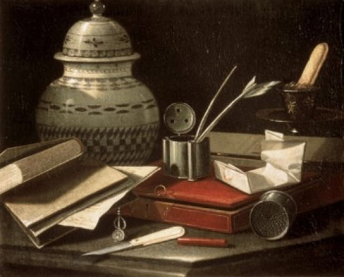Still Life with Writing Accessories 1710 Cristoforo Monari (d1720 Italian) Pushkin Museum of Fine Arts Moscow Russia Canvas Art - Cristoforo Monari (24 x 36)
