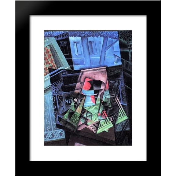 Still Life before an Open Window (Place Ravignan) 20x24 Framed Art Print by Juan Gris