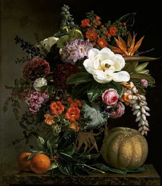 Still Life in a Greek Vase Canvas Art - Johan Laurents Jensen (24 x 24)