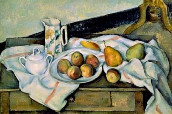Still Life of Peaches and Pears Canvas Art - Paul Cezanne (12 x 18)