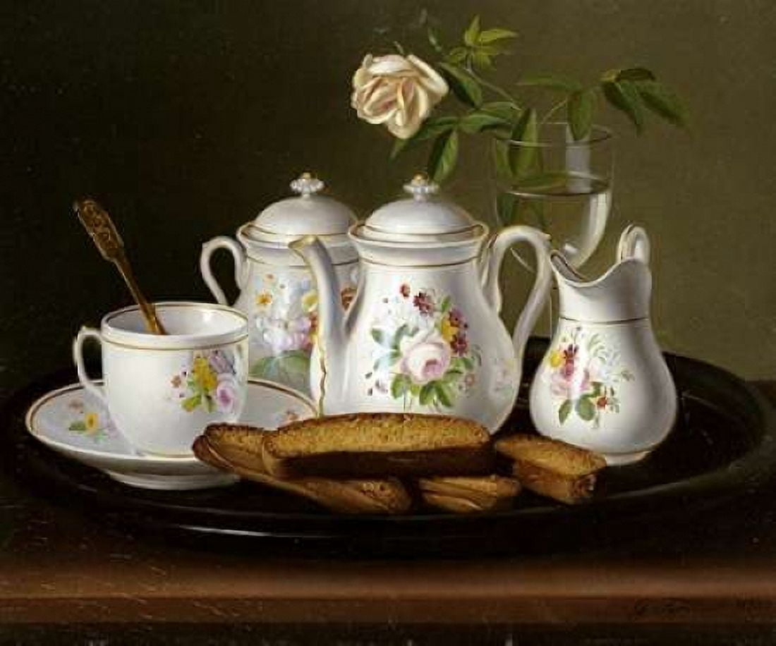 Still Life of Porcelain and Biscuits Canvas Art - George Forster (20 x 24)