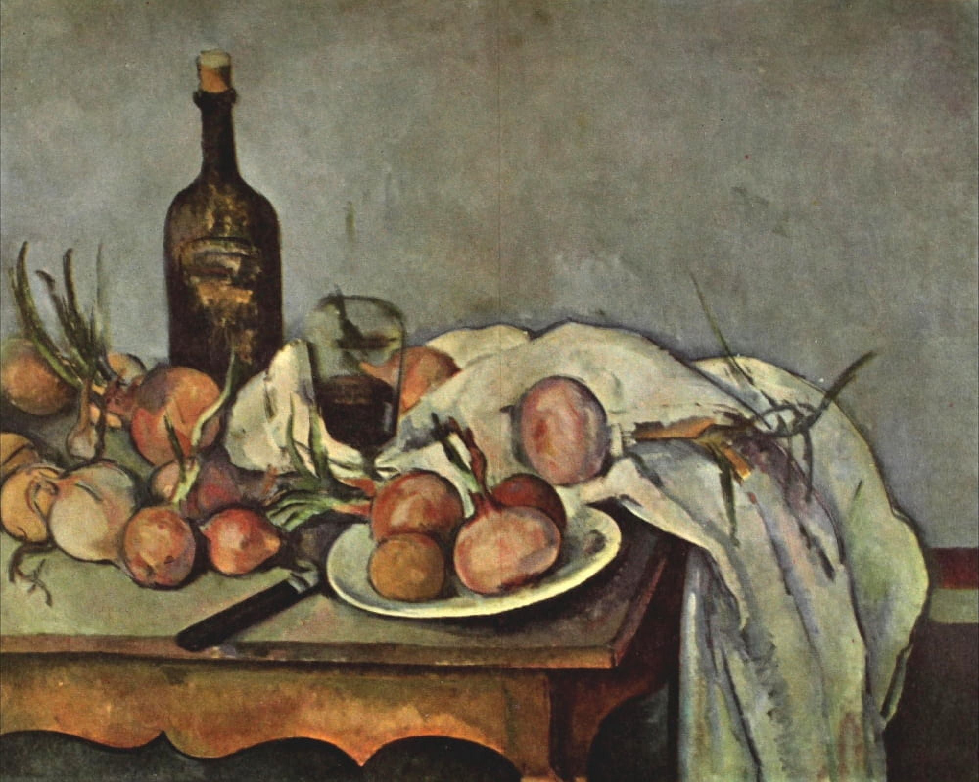 Still Life with Bottle & Onions Czanne 1953 Canvas Art - Paul Czanne (24 x 36)