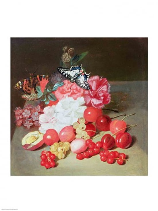 Still Life with Butterflies Canvas Art - Louis-Leopold Boilly (18 x 24)