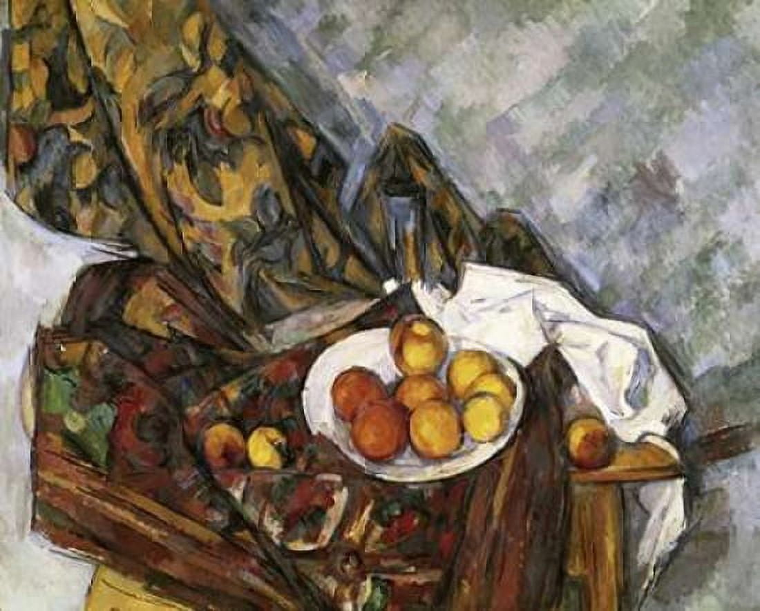 Still Life with Floral Curtain Canvas Art - Paul Cezanne (20 x 24)