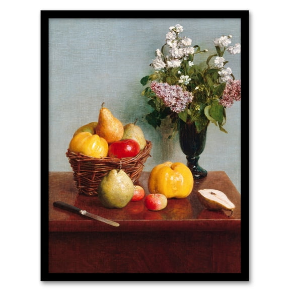 Still Life with Flowers and Fruit Latour Framed Wall Art Print 12X16"