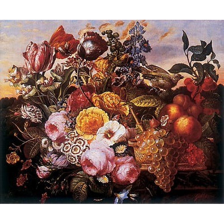 Still Life with Flowers by Joseph Goblet Poster Print 34 x 24