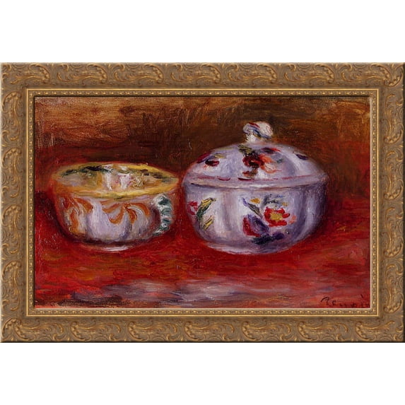 Still Life with Fruit Bowl 24x20 Gold Ornate Wood Framed Canvas Art by Renoir, Pierre Auguste
