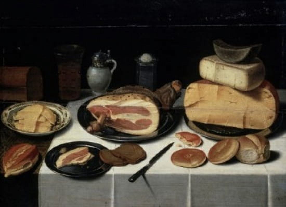 Still Life with Ham 17th C Floris van Schooten (c 1590Dutch) Musee du Louvre Paris Canvas Art - Floris van Schooten (24 x 36)